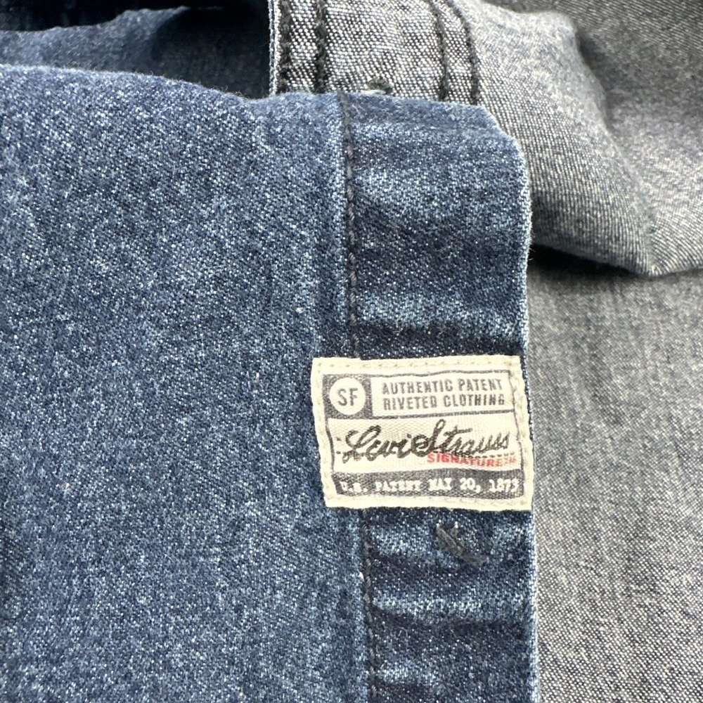 Levi Strauss Signature Denim Jacket Men Large Blue Pockets Workwear Metal Button - Picture 16 of 16